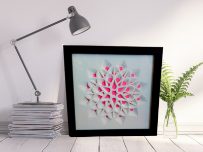Pink Center Shadow Box Flower Mandala 3D - 8x8