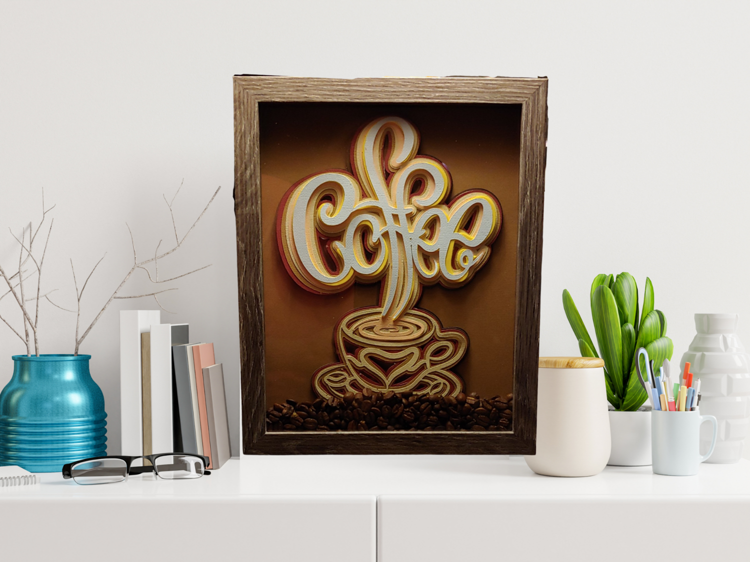 Coffee Wall Art, Kitchen Wall Art, Mandala 8x10