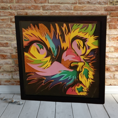 Cat Face 3D Cardstock Wall Art, Mandala, 12x12