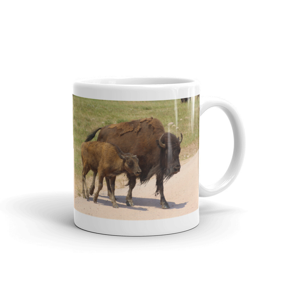 Custer State Park Buffalo White glossy mug