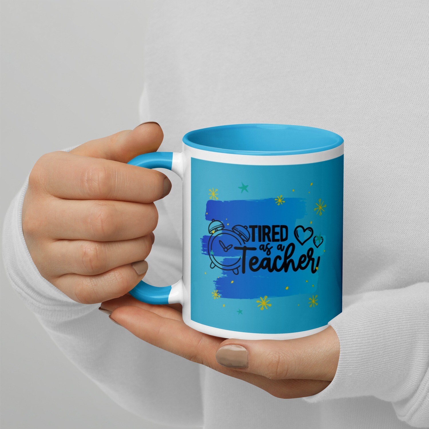 Tired as a Teacher Mug with Blue Inside