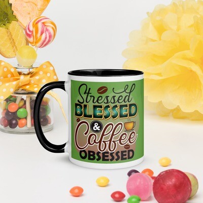 Stressed Blessed and Coffee Obsessed mug