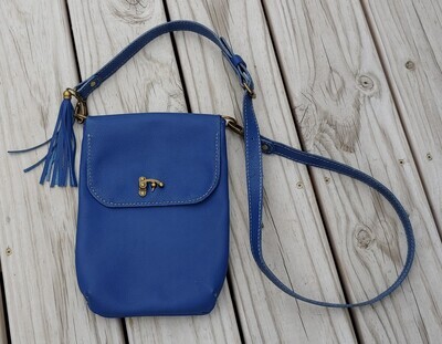 Genuine Leather Blue Handbag