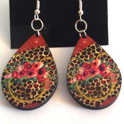 Floral and Leopard Earrings