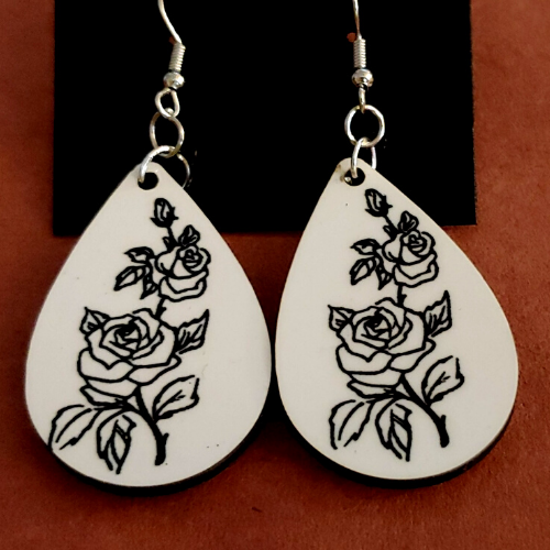 Black and White Rose Earrings