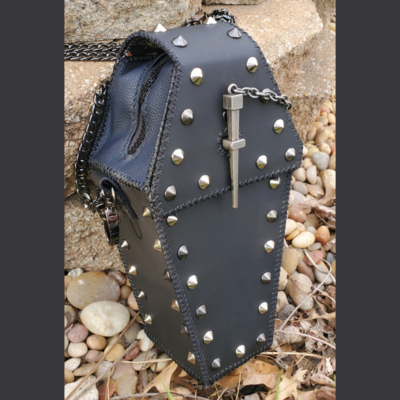 Black Coffin Purse Genuine Leather Handcrafted