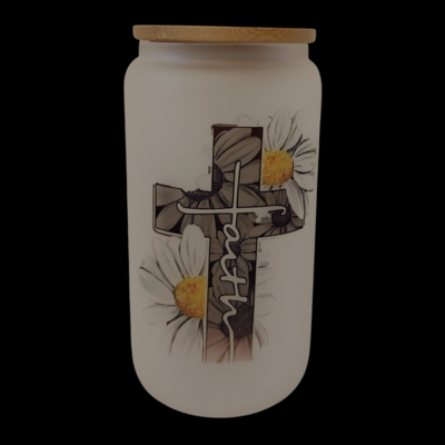 Faith Christian Frosted Glass Can Tumbler