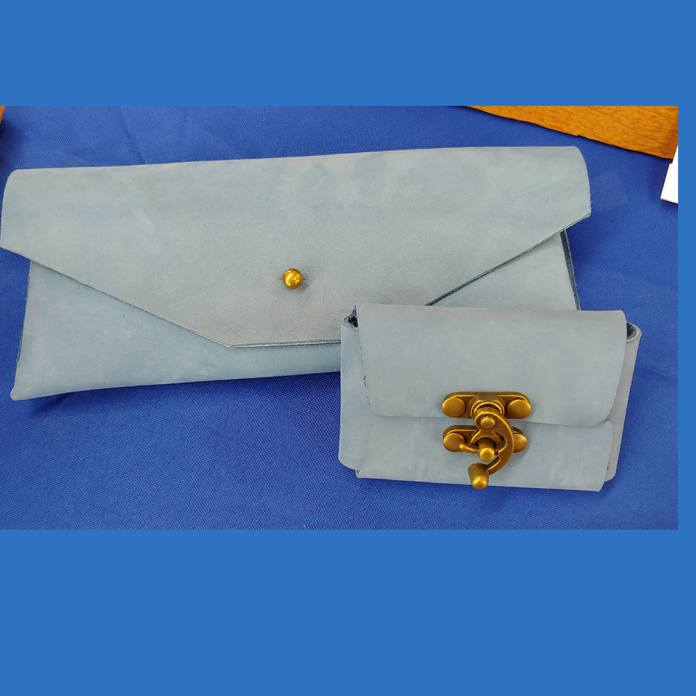 Blue Clutch  and Business Card Holder