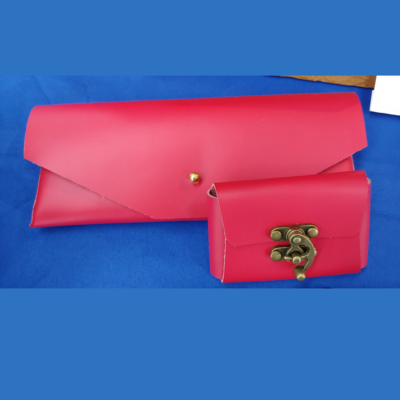 Red Clutch  and Business Card Holder