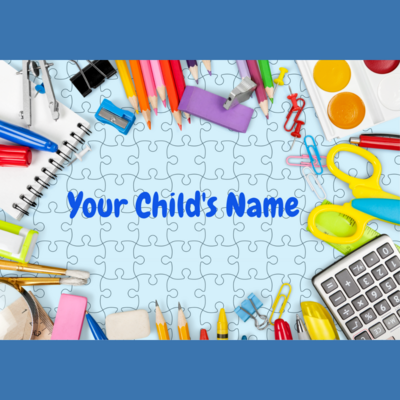 Blue Back to School Personalized Puzzle