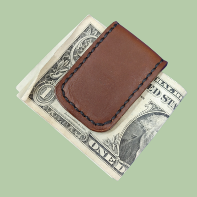 Gray and Brown Chrome Tanned Money Clip