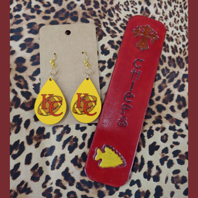 Gold Football Earrings and Bookmark Bundle