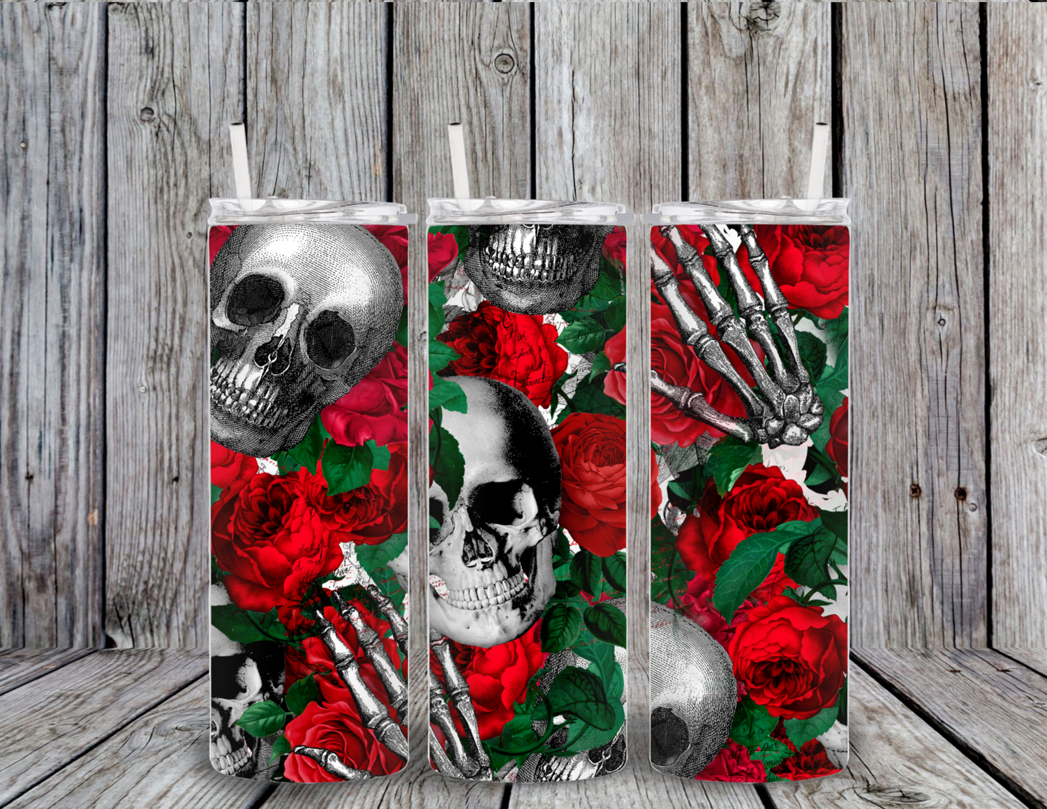 Skeleton with Red Roses Tumbler