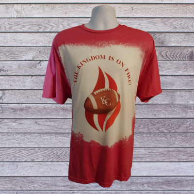 The Kingdom is on Fire KC Football Bleached T-shirt