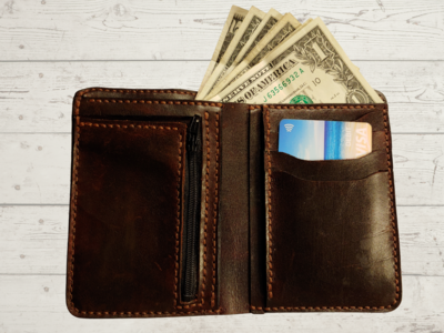 Leather Wallet Bi-Fold with Change Zipper Pouch