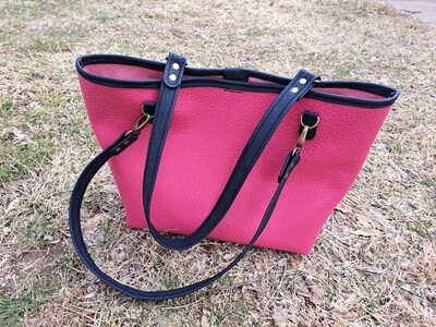Pink Leather Medium Tote Bag