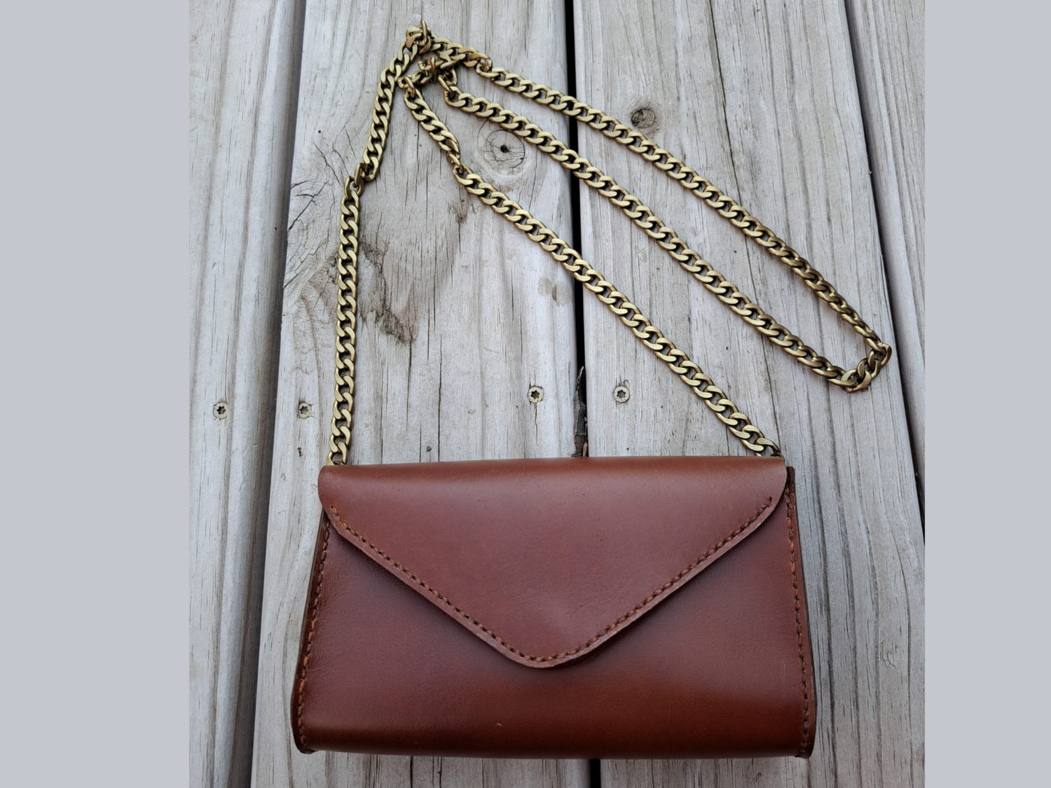 Leather Clutch Purse with Removable Crossbody Chain Strap