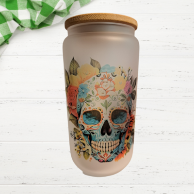 Day of the Dead Frosted Glass Can Tumbler