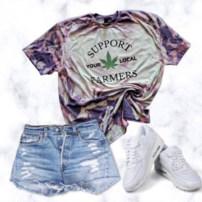 Support Your Local Farmers bleached T-shirt