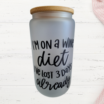 Wine Diet Frosted Glass Can Tumbler