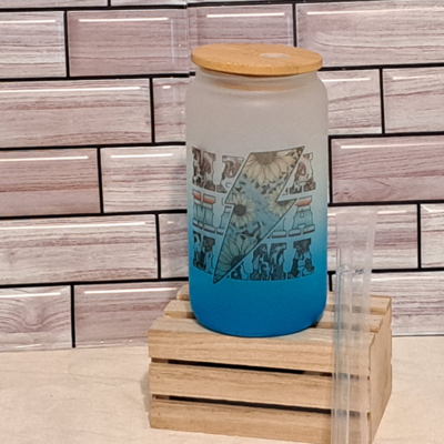 Western Mama Turquoise Ombre Frosted Glass Tumbler