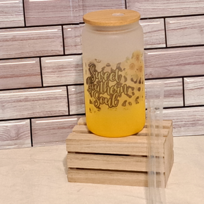 Sweet Southern Soul Yellow Ombre Frosted Glass Tumbler