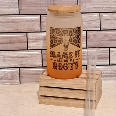 Blame it all on My Roots Orange Ombre Frosted Glass Tumbler