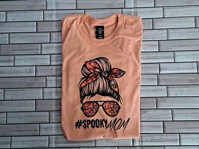 Spooky Mom Messy Bun T-shirt