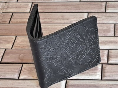 Black Embossed Leather Wallet