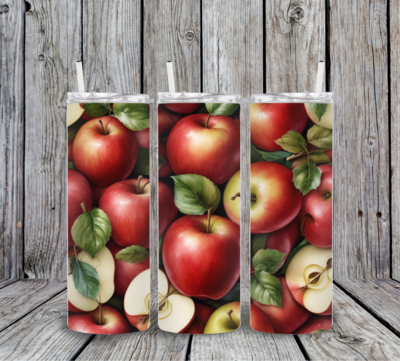 3D Red Apples Sublimation Tumbler Wrap