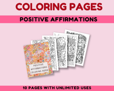 Positive Affirmations Digital Coloring Pages Adult Coloring