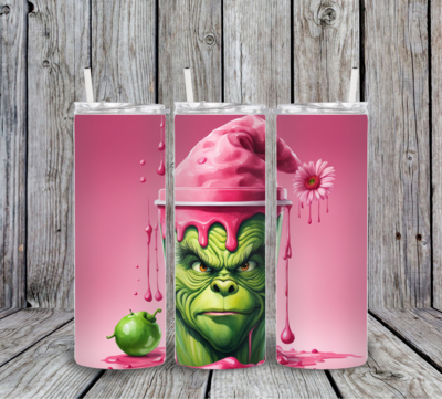 Grinch in the Pink 20 oz Sublimation Tumbler Wrap