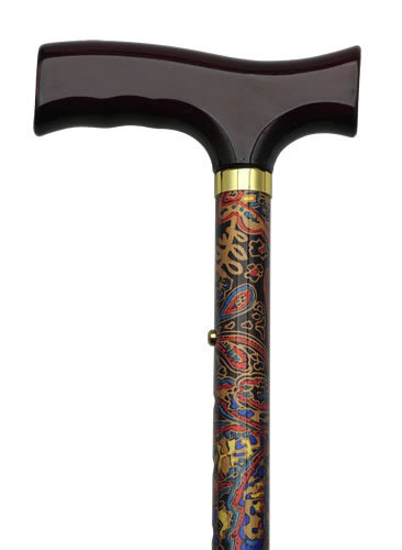 Folding Cane in Paisley Black
