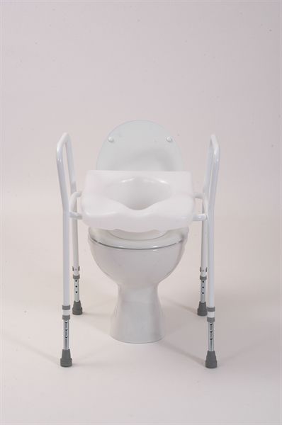 Raised toilet seat frame with comfort seat