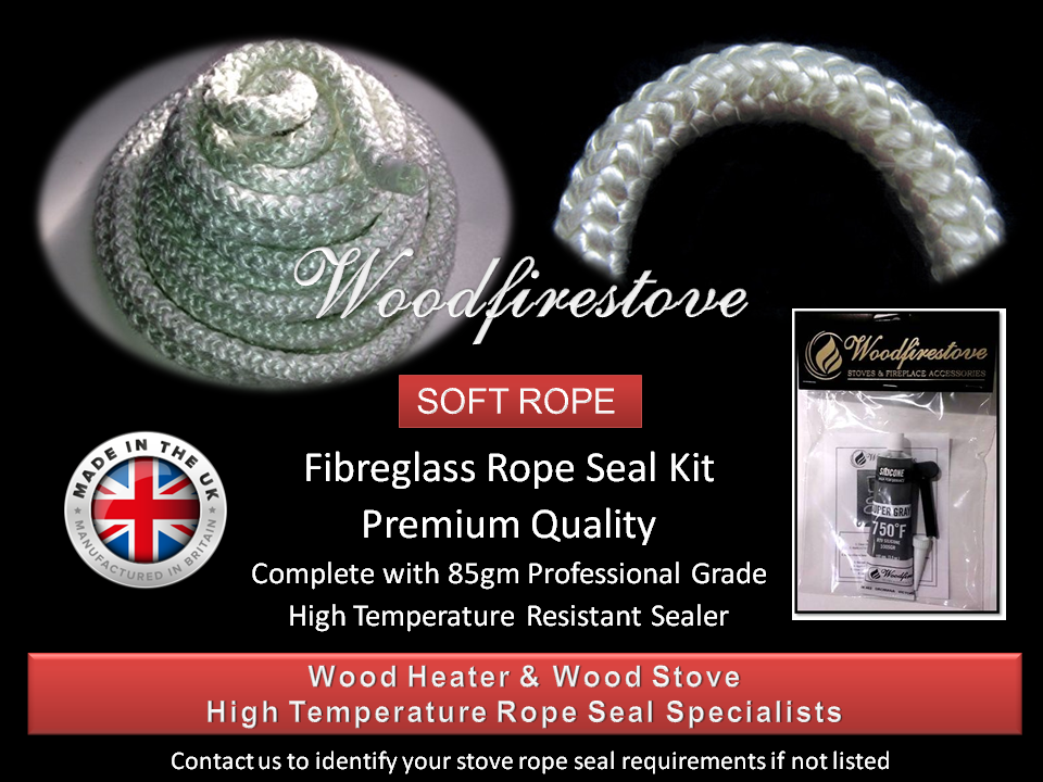 WOOD STOVE & HEATER Fibreglass DOOR ROPE SEAL KIT (9mm) - 2 Metres *Free Shipping