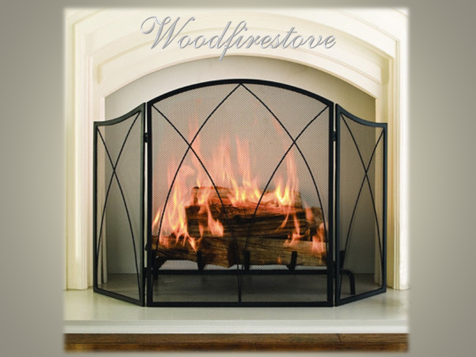 CHALEUR PROMINENT Firescreen Wrought Iron Style Spiral Arch 3 panel folding fireplace screen/guard