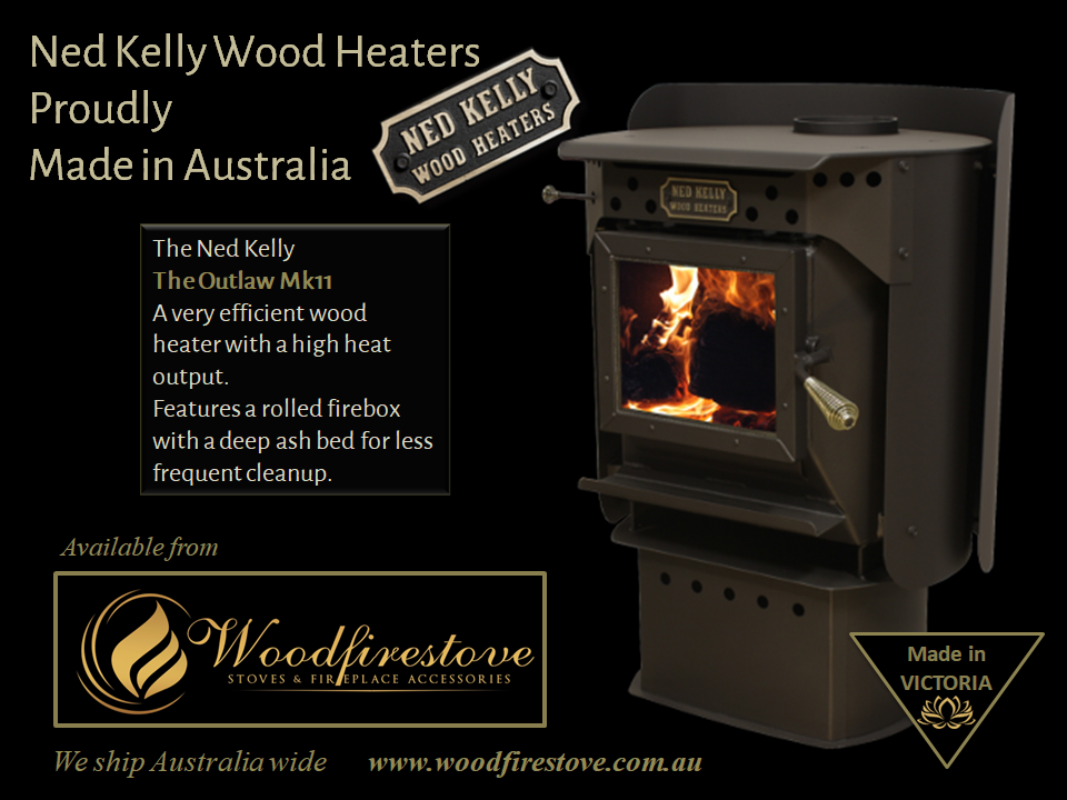 NEW Ned Kelly Wood Heater OUTLAW with 3 speed fan - Ned Kelly Wood Heaters  THE OUTLAW WOOD HEATERS - AUSTRALIA - VICTORIA - MELBOURNE - MORNINGTON -  DROMANA - Slow Combustion Heater - WOODHEATER - WOODFIRESTOVE