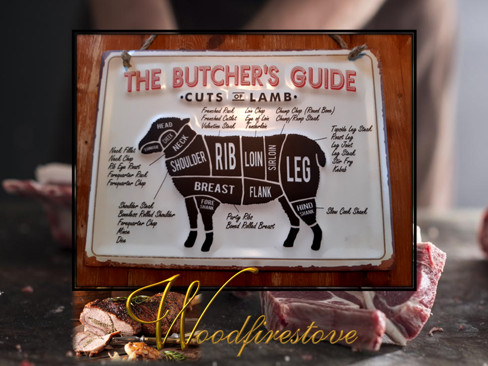 Farmhouse Pressed Metal Butchers Guide LAMB Wall Hanging LARGE