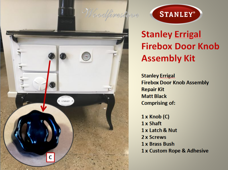 Stanley Errigal FIREBOX Door Knob (Matt Black) Assembly Kit -