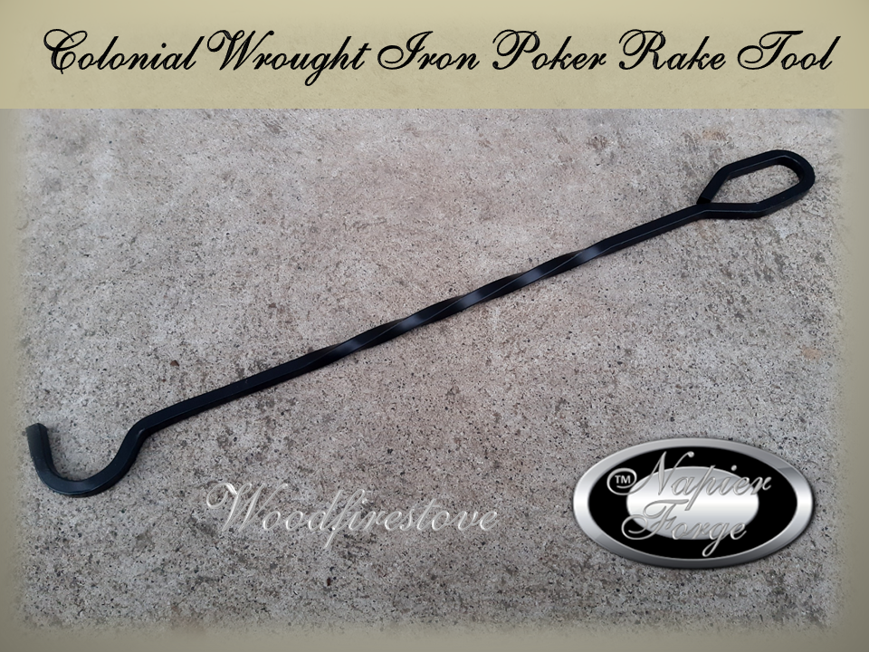 COLONIAL POKER - RAKE Wrought Iron 10mm Square Iron Premium L66cm Fireplace