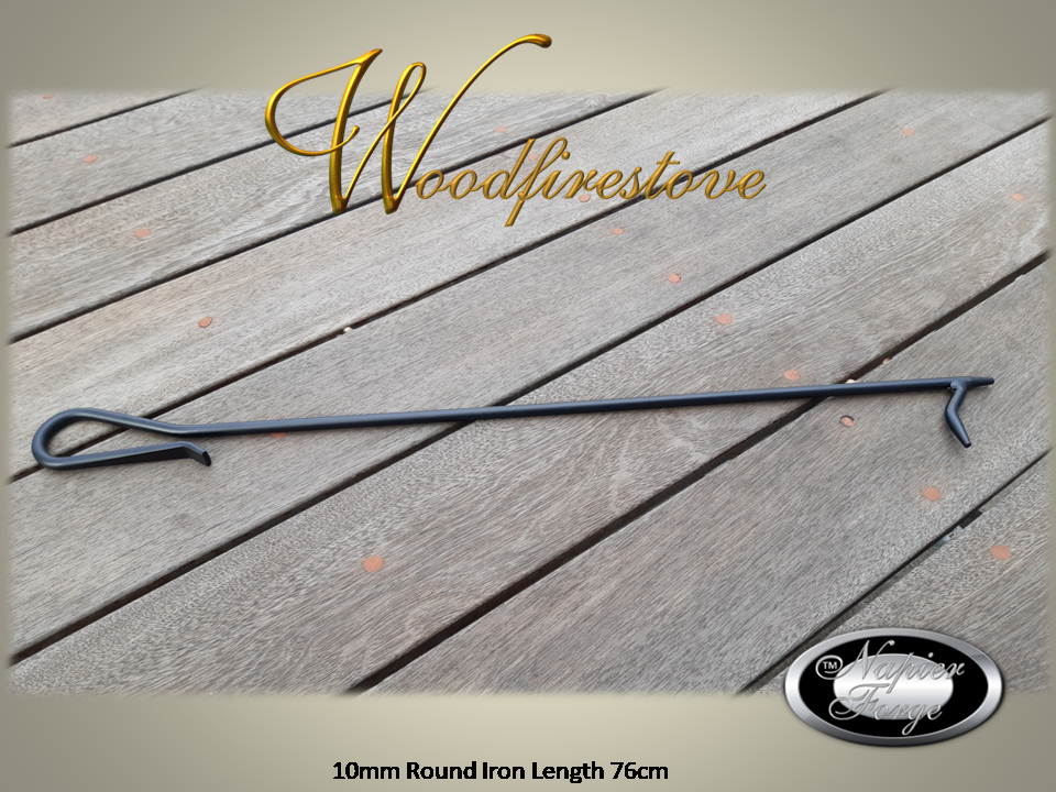 IRONBARK POKER Wrought Iron  Premium HEAVY DUTY 10mm Round Iron (L76cm) Fireplace
