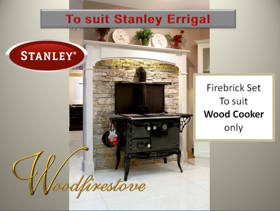 STANLEY ERRIGAL WOOD ONLY STOVE Firebrick Set and Cement  (including rear brick)