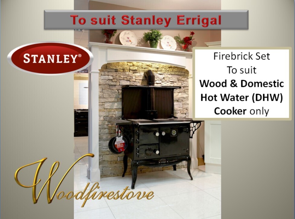 STANLEY ERRIGAL WOOD & DHW (Domestoc Hot water) ONLY STOVE Firebrick Set and Cement