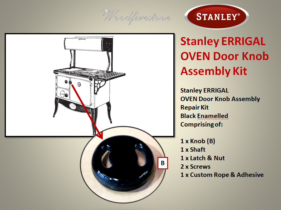 Stanley Errigal OVEN Door Knob (Enamelled) Assembly Kit K. Burrowes
