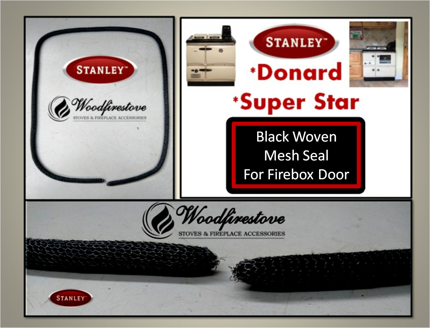 STANLEY DONARD and SUPER STAR Black Woven Mesh Seal for Firebox Door