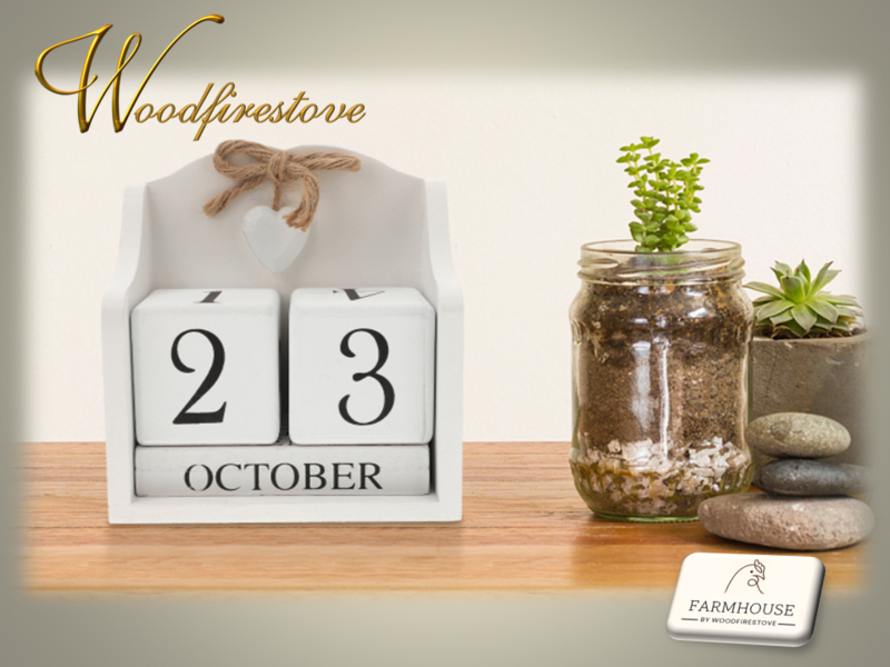 Farmhouse Wooden Block Analogue Perpetual Calendar - White