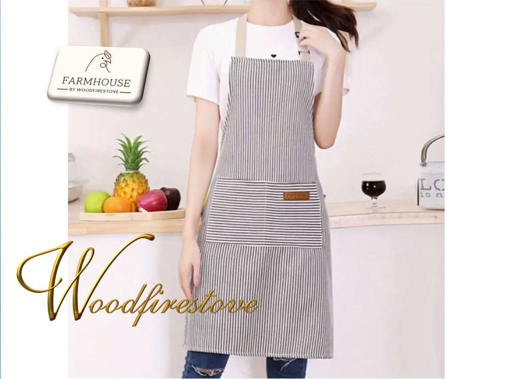Farmhouse Soft Autumn Ash & Ivory Pin Stripe Farmhouse Apron