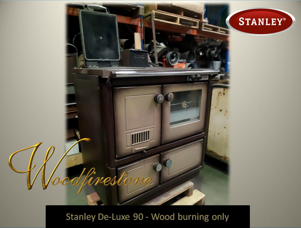 STANLEY WOOD STOVE COOKER (Reconditioned) De-Luxe 90 - Slow Combustion Stove - Beige/Brown Enamel Finish