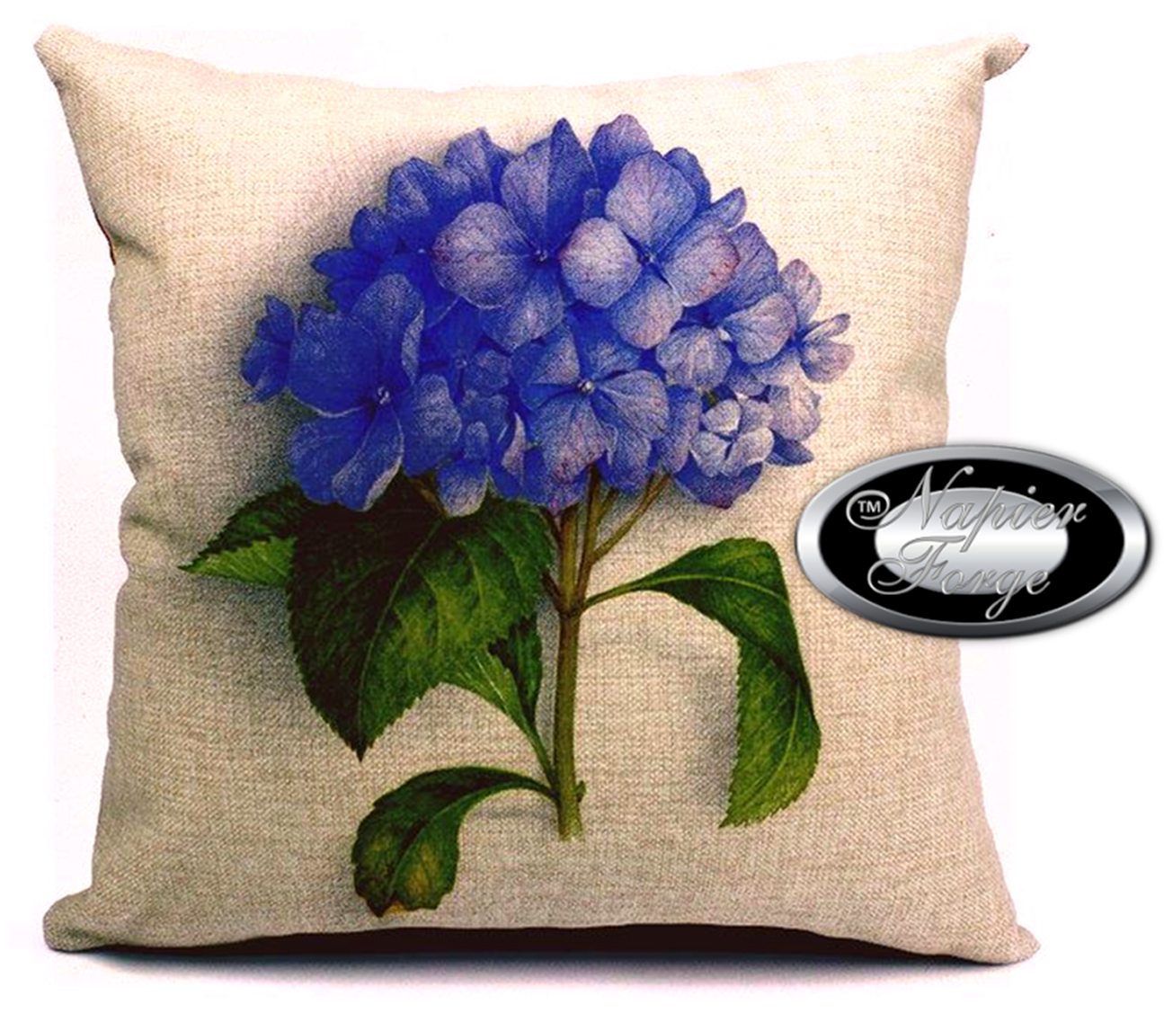 Farmhouse Cotton Linen Blend Cushion Cover 45cm x 45cm - Design Classic Hydrangea *Free Shipping