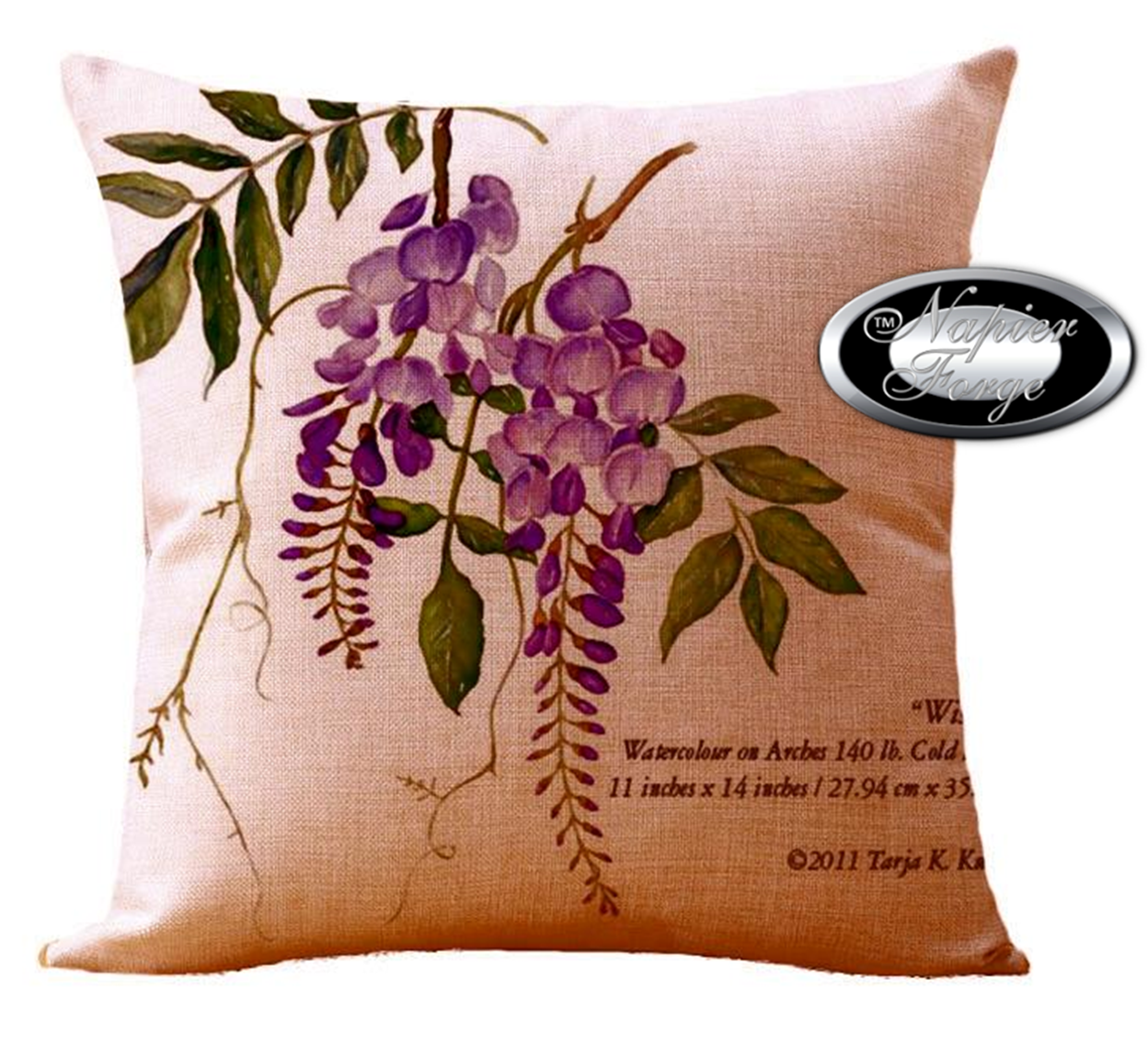 Farmhouse Cotton Linen Blend Cushion Cover 45cm x 45cm - Design Heritage Wisteria *Free Shipping
